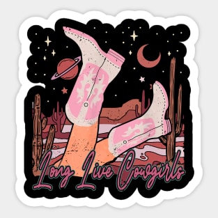 Long Live Cowgirls Outlaw Boots Cowgirl Cactus Music Sticker